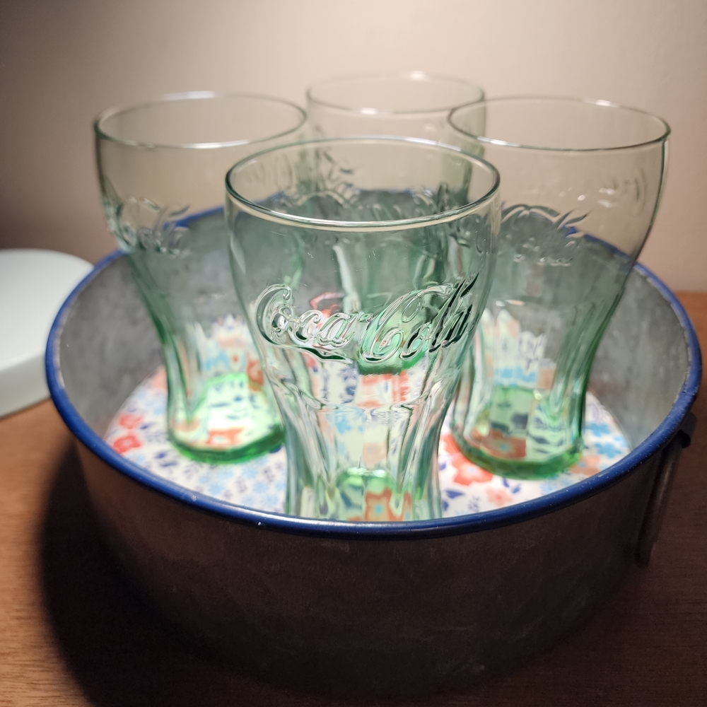 Coca Cola Green Glass Set